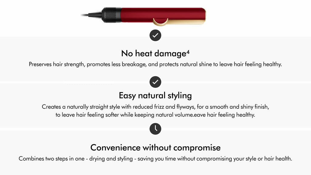 Dyson Airstrait™ Wet-to-Dry Straightener: No Heat Damage, Fast Styling, Red Velvet/Gold